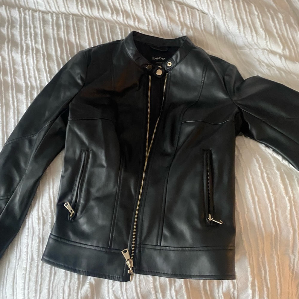 Black, leather bebe jacket size small